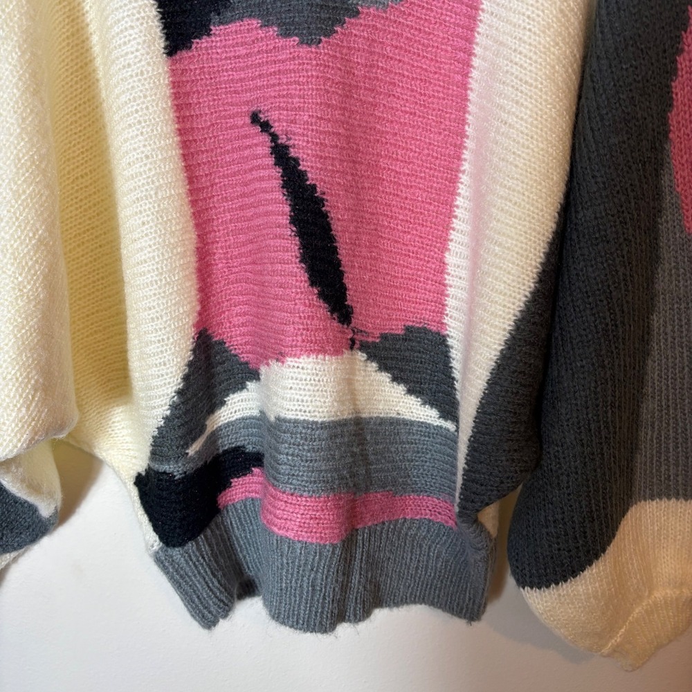 Vintage 80s Eddie Dassin Abstract Graphic Knit Sweater Size Large Deadstock‎ - Picture 3 of 8